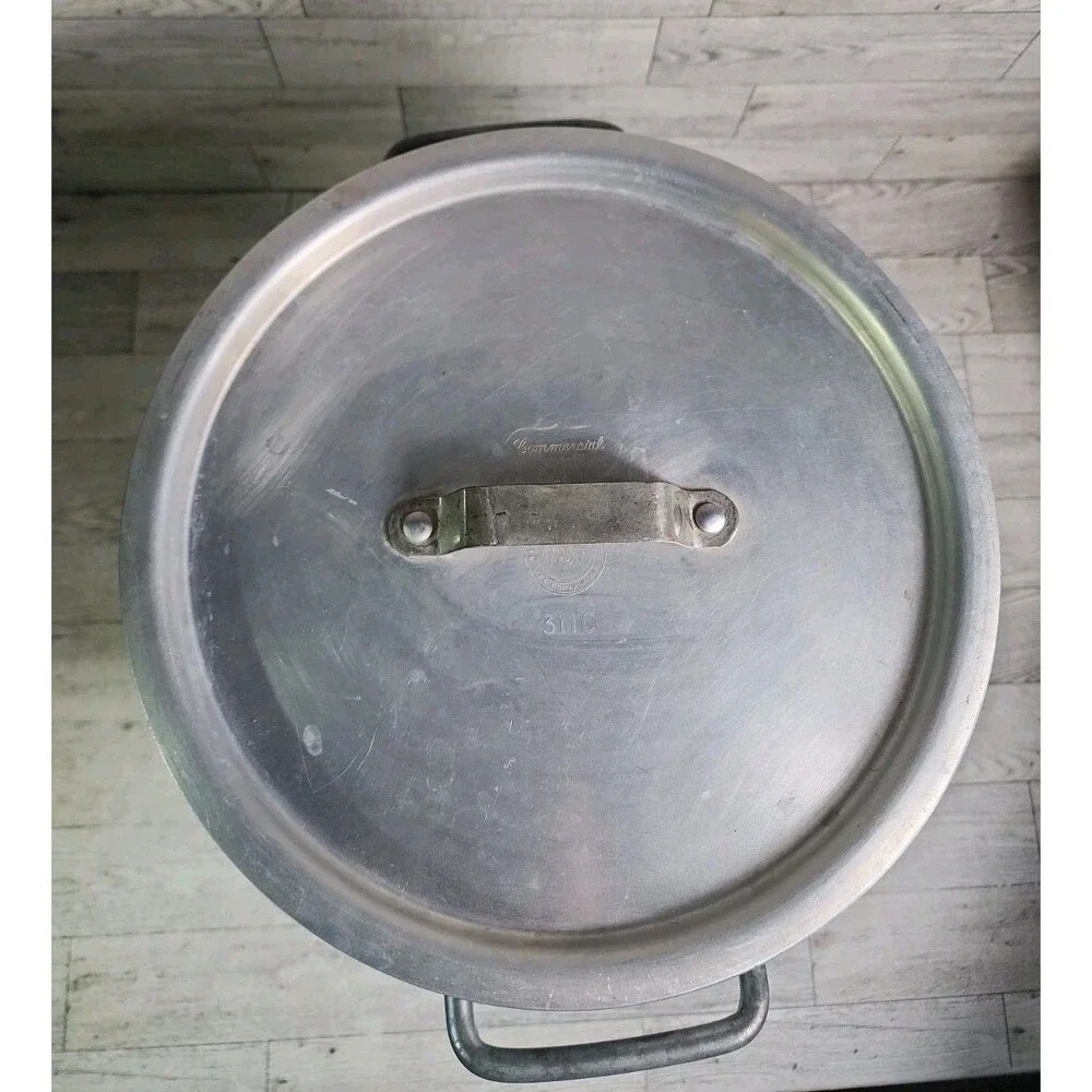 Vintage Dura-Ware 14 Quart Aluminum Stock Pot w/ Lid & Handles Commercial